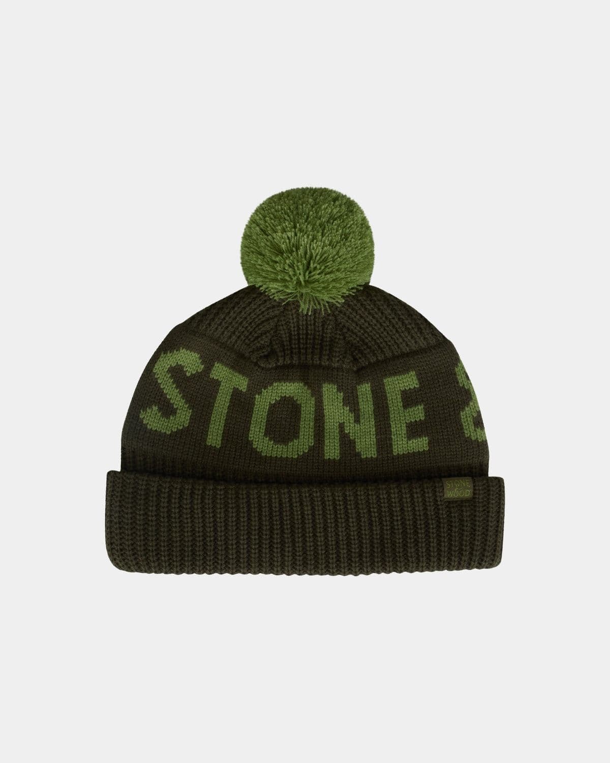 Stone & Wood Pom Pom Beanie product/lifestyle photo from the September 2025 merch shoot